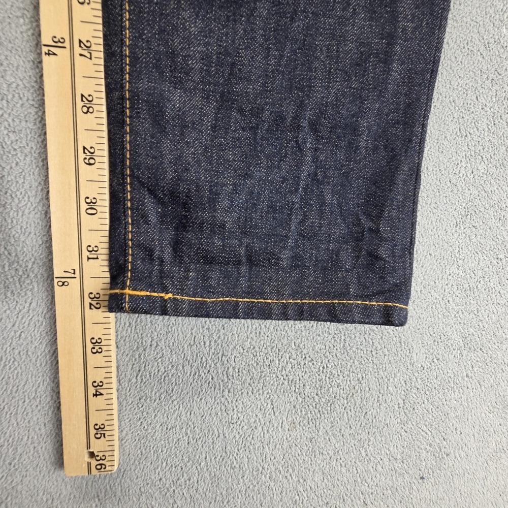 Selvedge Jeans Mens Blue Dark Wash Honeycomb Button Fly ModNine Fits 34x32 - Picture 4 of 16
